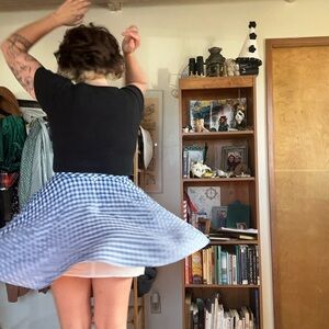 Blue and White Checkered Mini Skirt